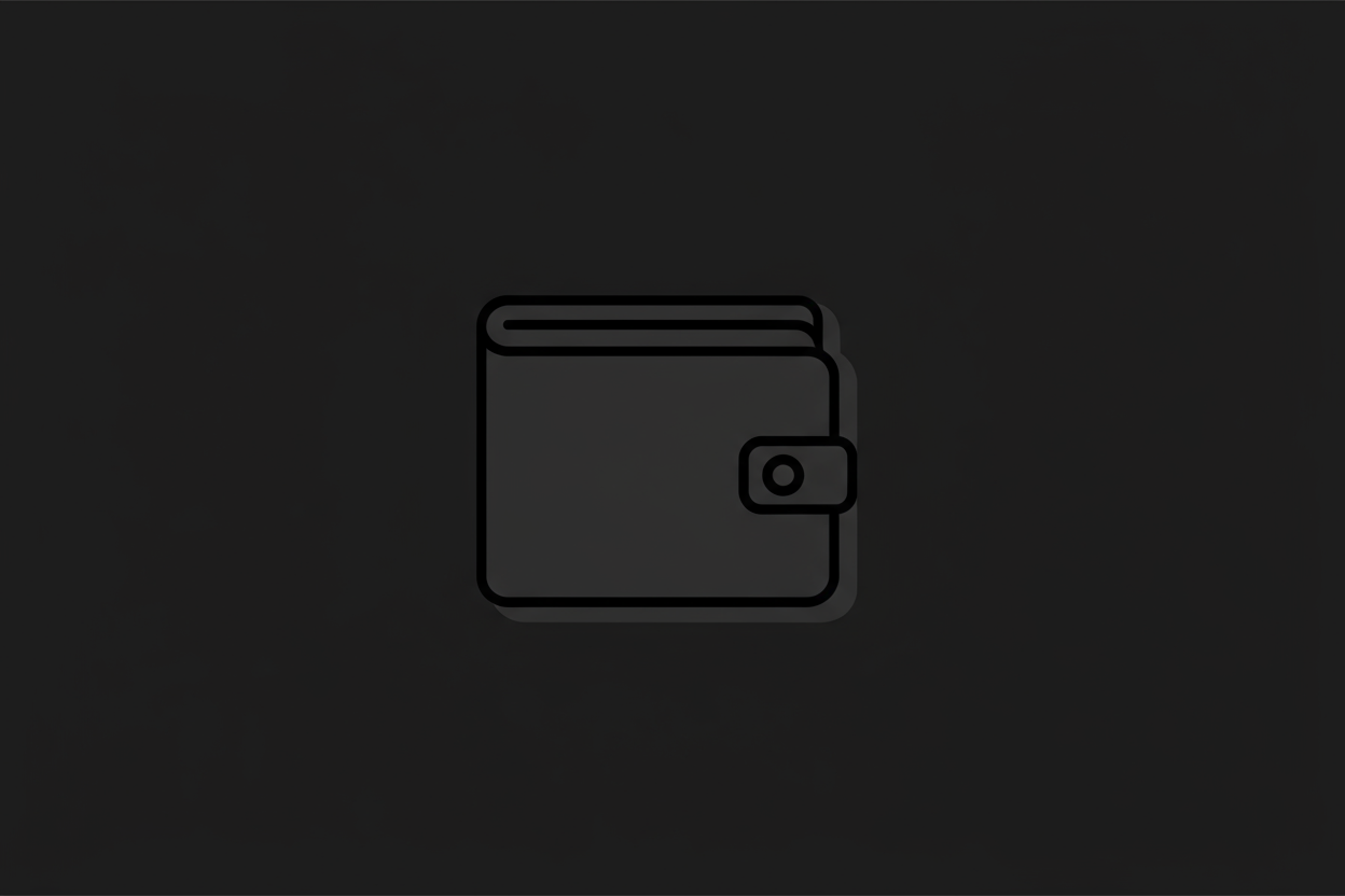 black wallet icon with black back backround